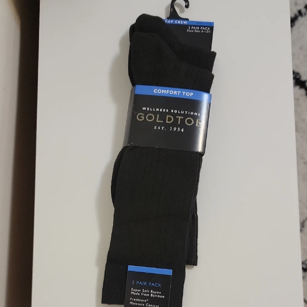 Gold Toe Black Dress Socks Premium Comfort 2 Pairs, Size6- 12½